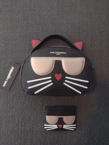 Karl Lagerfeld New Paris Maybelle Black Cat Tote Purse Inklusive Coin Holder RARE - Bild 1 von 3