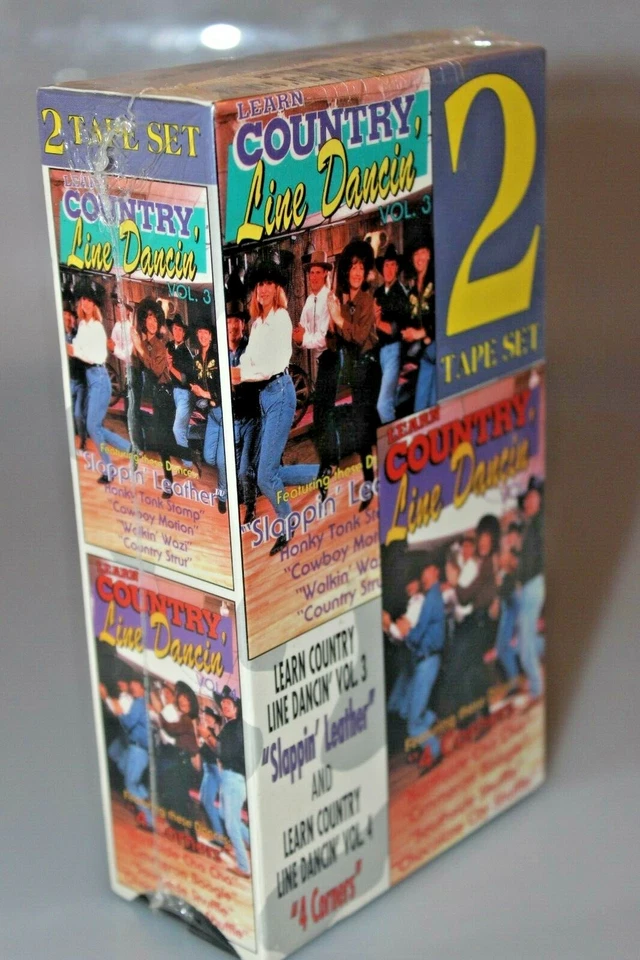 Learn Country Line Dancing 2 Tape Set VHS Slapping Leather 4 Corners Vol