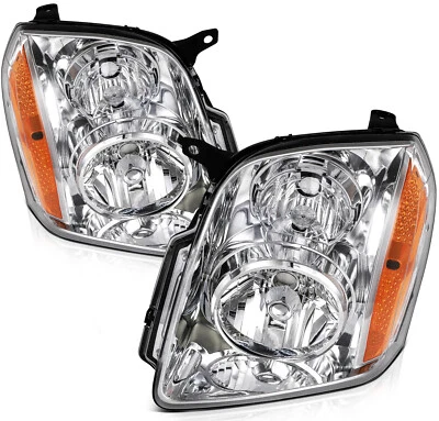 PAIR/2PCS Chrome Amber Headlights Assembly For GMC Yukon XL 1500 2500 2007-2014 Foto 1 de 4
