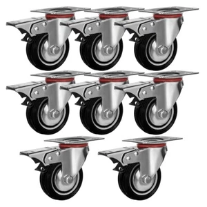8er Pack Qualität 3" Lenkrollen Räder mit Doppelbremse rutschfest keine Markierung (8er Pack - - Bild 1 von 9
