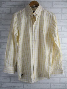 Gant mens shirt yellow white check print pinpoint twill dress fit M - Picture 1 of 9