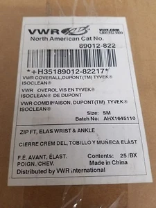 VWR Signature Coveralls made with Tyvek IsoClean Material-CASE OF 25 - Picture 1 of 2