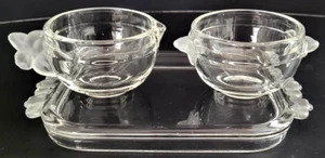 Vintage Clear Glass with Satin Handles Creamer Sugar Bowl Tray 3 Pc Set Germany - Picture 1 of 6