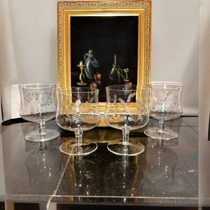 Vintage geätzte & Fuß Garnelen Cocktail Gläser-Set 4 - Bild 1 von 2