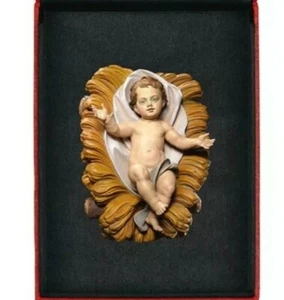 Jesús Niño Con Cuna Grabado en Madera De en Val Gardena Decorado a Mano CM 6 - Imagen 1 de 1