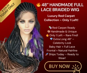 'Braided wigs  100% handmade, long braids, long wig, stunning feeding cornrows - Picture 1 of 24