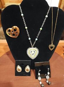 Vintage Costume Jewelry Lot ~ Necklaces, Brooch & Earrings Valentine Love Theme