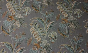 KRAVET ISHANA TUMERIC GRAY FLORAL LINEN HIGH END MULTIPUSE FABRIC BY YARD 54"W - Picture 1 of 5