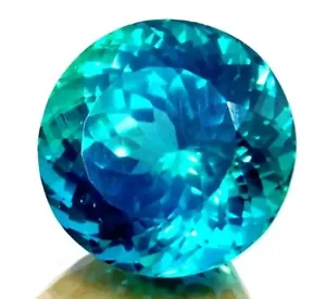 Piedra preciosa suelta de corte redondo azul neón verdoso turmalina natural Paraiba de 10 quilates - Imagen 1 de 8