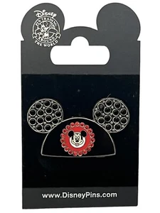 Disney Mickey Mouse Ears Hat Pin with Black Jewels Pin Trading Around the World - Picture 1 of 5