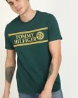 L Tommy Hilfiger Herren Logo T-Shirt grün gelbgold groß klassischer Rundhalsausschnitt