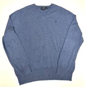 Polo Ralph Lauren V-Neck Pullover Herren Größe Lg Blau Pima Baumwolle - Bild 1 von 4