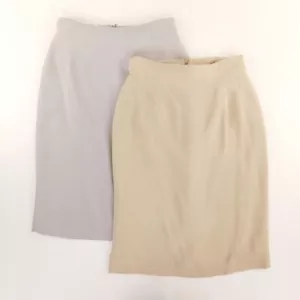 Vintage Lot 2 Womans Silk 6 Sstraight Skirts Light Gray Light Green Rena Rowan - Picture 1 of 14