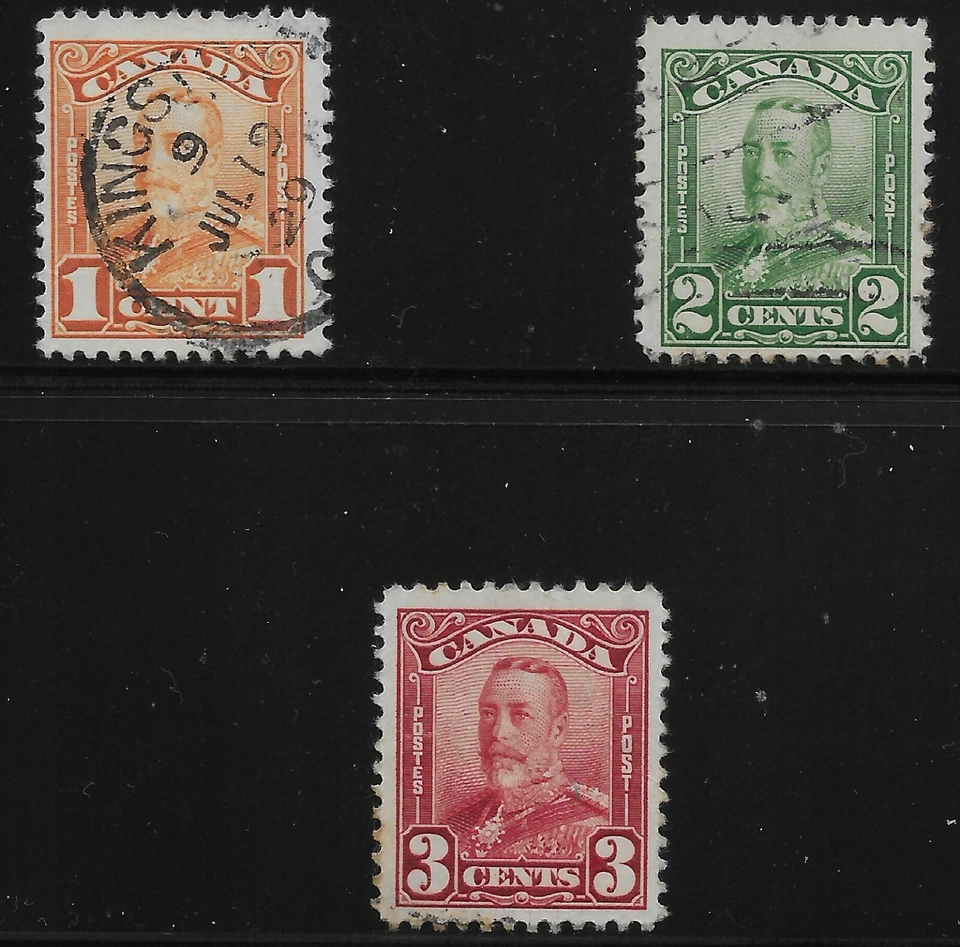 Canada Scott #149-51, Singles 1928-29 FVF Used/MH - Image 1 of 1