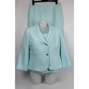 Rare Vintage Womens John Bentley Size 14 3 Piece Skirt Suit Summer Baby Blue - Picture 1 of 24