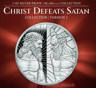2025 CHRIST DEFEATS SATAN V2 1 oz .999 Fine SilverShield Proof MINIMINTAGE - Image 1 of 3