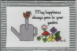Handmade Card Cross Stitch Any Occasion Card Silver Garden - Picture 1 of 2