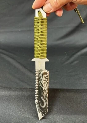 Cuchillo fijo grabado serpiente material de lona Foto 1 de 3