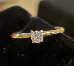 ANILLO DE COMPROMISO VINTAGE DE ORO AMARILLO DE 14K CON DIAMANTES EXTRAÍDOS GENUINOS DE 1/4 QUILATE. Talla 6 - Imagen 1 de 8
