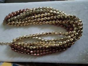 Joan Rivers Glass Beaded Multi Strand Statement goldtone brown Necklace - Picture 1 of 4