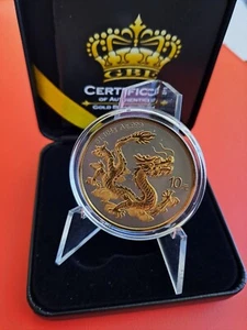 2025 China 10 元 Yuan Drache Dragon Gold Black Empire Edition 1oz Silber Box CoA - Bild 1 von 5