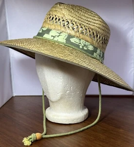 Dorfman Pacific Straw Summer Vented Panama Hat With Chin Strap Size 7 - Picture 1 of 6