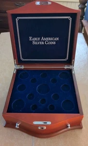 PCS Stamps & Coins Historic U.S Silver Coins Wooden Display Case - With Key - Picture 1 of 12