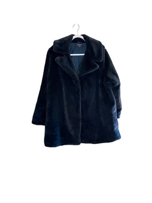 Roamans Womens plus 20W Faux Fur Coat blue/green luxuriously  soft pockets snap - Image 1 of 4