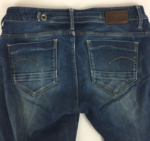 G-STAR RAW Midge Mid Straight Jeans Women Size 27/32 Blue Distressed Ripped - Picture 1 of 11