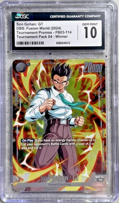 DBS Fusion World Son Gohan: GT CGC 10 Gem, Tourn Pack 04 Promo FB03-114 2024 (1) - Image 1 of 4