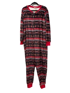 NEW Natural Life Pajama Jumpsuit Womens XS/S Floral Fleece Front Zip One Piece - Picture 1 of 8