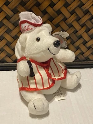  Coca-Cola Eisbär im Soda Brunnen Outfit Plüsch Vintage 1998 #0171 - Bild 1 von 4