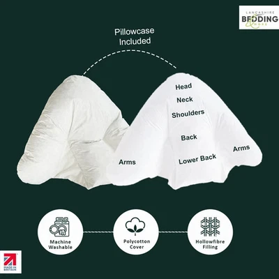 LANCASHIRE BEDDING Batwing Support Pillow Orthopaedic Back Neck & Shoulder Support Cushion