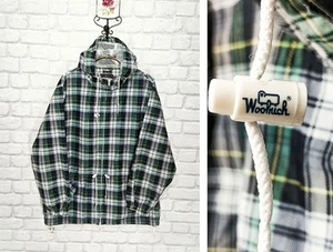 Woolrich Stash Away Regenjacke mit Kapuze grün kariert Größe M - Bild 1 von 8