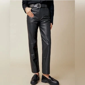 Neu Reformation x Veda Cynthia schwarz 100 % Lammleder gerades Bein Hose 4 - Bild 1 von 10