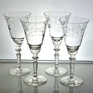 4 copas de vino Rock Sharpe Somerset 7,75" vidrio corte floral de colección elegante vajilla - Imagen 1 de 10
