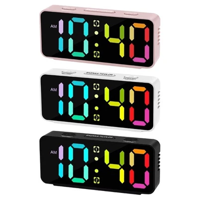 Small Alarm Clock For Bedroom Rainbow Color Display with 2 Alarms and Snooze - Image 1 of 4