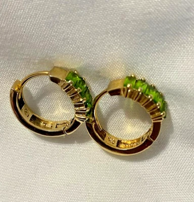 Peridot-tone Hoop Earrings Sterling Silver 925 Half Hoops - Image 1 of 4