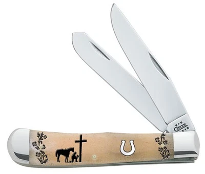 CUCHILLOS ESTUCHE XX ARRODILLADO VAQUERO HERRADURA ESCUDO NATURAL LISO BN TRAPPER 6254 S Foto 1 de 2