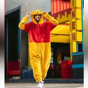 Winnie Puuh Ganzkörper Reißverschluss Erwachsene XL Unisex Halloween warm rot gelb - Bild 1 von 11