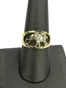 14 Karat bicolor Gelb-/Weißgold Ring Elefant 3,21 g! (AZP027022) - Bild 1 von 5