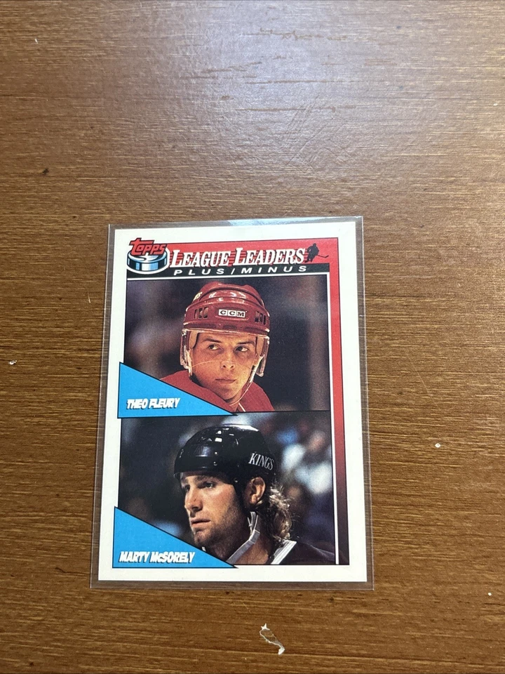 1991-92 Topps #322 League Leaders Plus/Minus Theoren Fleury & Marty McSorley - Image 1 of 2