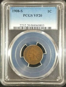1908-S Indian Head Cent PCGS VF20 2232.20/84060803 Exquisite Coin Rare - Picture 1 of 12