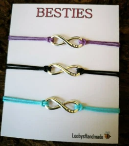 BRACCIALE INFINITY FRIENDSHIP SET TRIPLO BEST FRIEND 'BFF' BESTIA X3 AUGURI REGALO - Foto 1 di 2