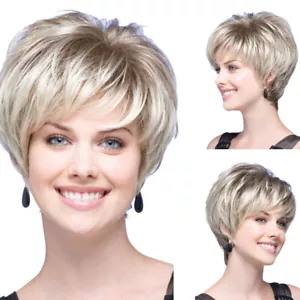 Womens Real Natural Short Wavy Curly Pixie Cut Wig Ladies Hair Full Wigs Cosplay - Picture 1 of 8