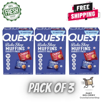Pack de 3 magdalenas proteicas Quest Bake Shop de 10 g, paquete de variedad, 10 ct. ENVÍO GRATUITO Foto 1 de 2