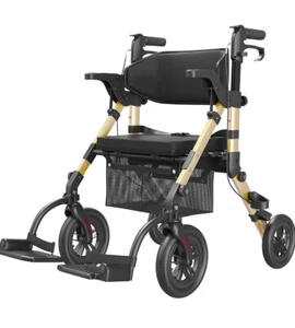 Faltbarer Rollator Gehwagen mit Fußstütze schwarz Beschreibung lesen - Bild 1 von 12