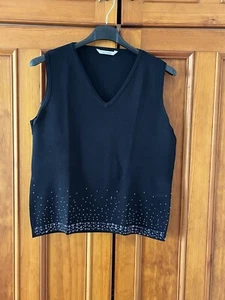 J Taylor Black Sleeveless V Neck Jumper with Front Sequin Detail (16) - Picture 1 of 6