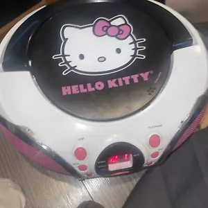 Hello Kitty CD Player Boombox & Radio White Black Pink 2014 Sanrio Co AM/FM - Picture 1 of 7