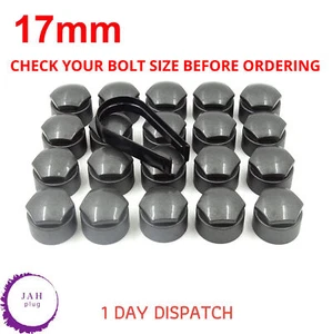 20X 17mm WHEEL NUT LOCKING BOLT CAPS COVER, GLOSS GREY FOR AUDI VW BMW MERCEDES - Bild 1 von 7